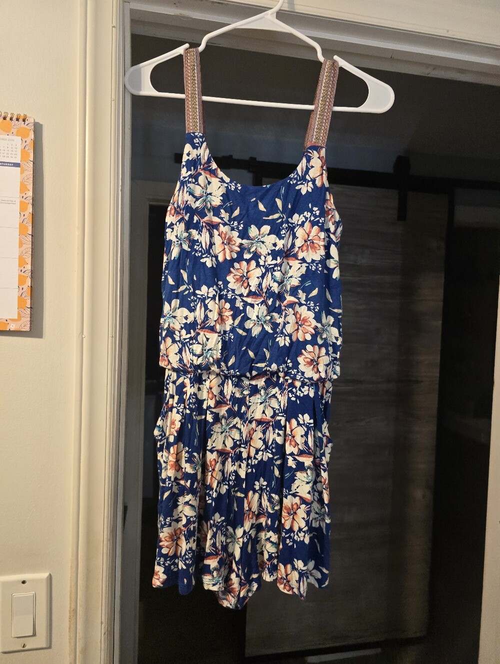 Xhilaration Blue Floral Boho Romper Size M